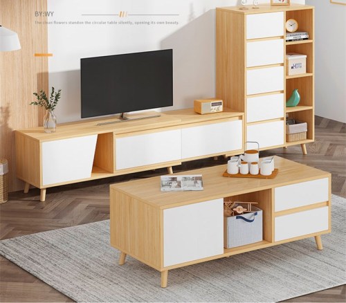 TV Cabinet Tea Table Set Living Room Modern Simple Living Room Storage Cabinet Retractable TV Cabinet/TV Stand