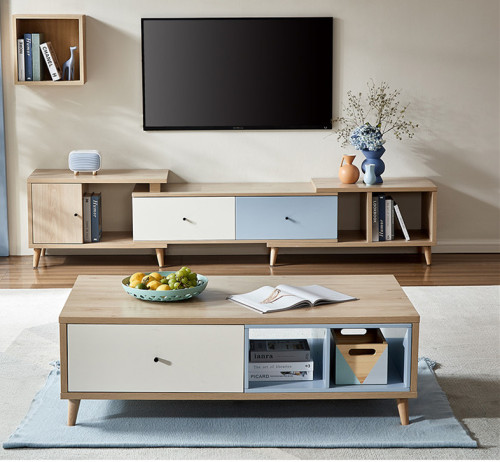 Tea Table TV Cabinet Combination Family Retractable TV Cabinet Nordic Living Room Furniture TV Cabinet/TV Stand