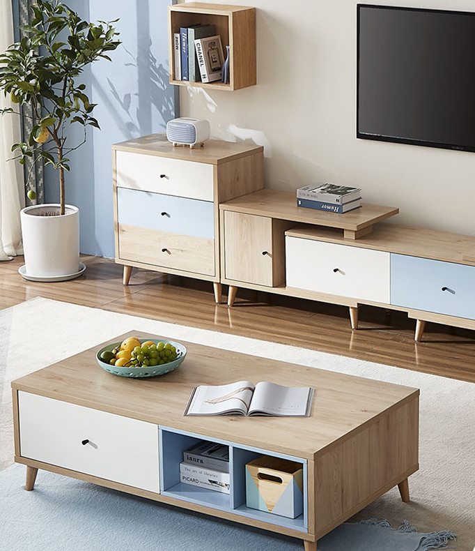 Tea Table TV Cabinet Combination Family Retractable TV Cabinet Nordic Living Room Furniture TV Cabinet/TV Stand