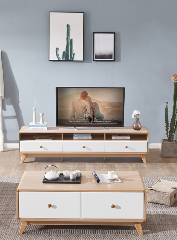 Nordic TV Cabinet Simple Minimalist TV Cabinet Tea Table Combination Living Room High Cabinet TV Cabinet/TV Stand