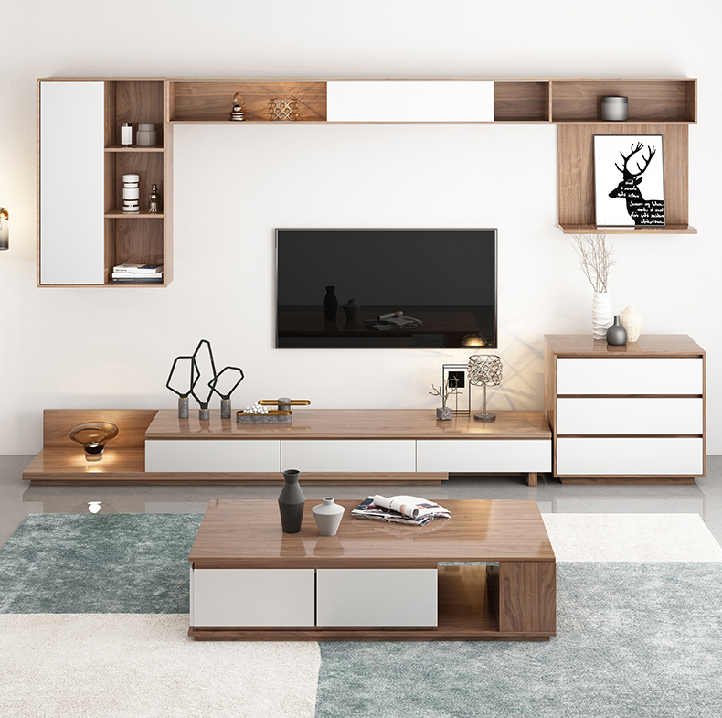 Modern Simple TV Cabinet Tea Table Combination Nordic Ground Cabinet Living Room TV Cabinet/TV Stand