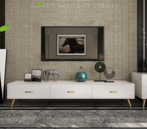 Nordic TV Cabinet Tea Table Combination Set Modern Simple Living Room White Modern TV Cabinet/TV Stand