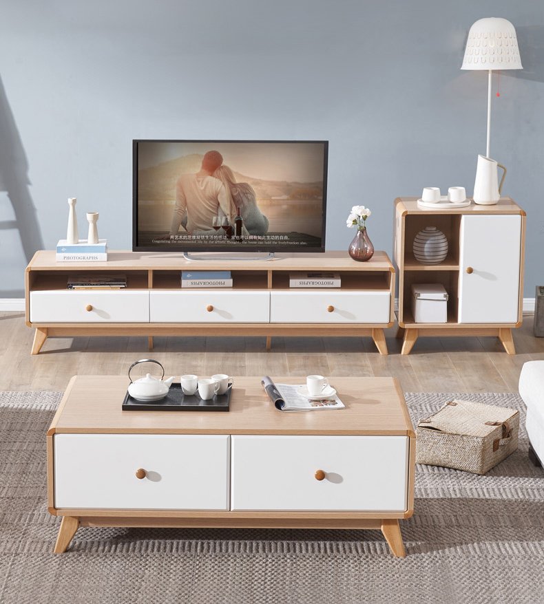 Nordic TV Cabinet Simple Minimalist TV Cabinet Tea Table Combination Living Room High Cabinet TV Cabinet/TV Stand