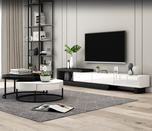 Nordic TV Cabinet Modern Simple Tea Table Living Room Style Furniture Machine TV Cabinet Tea Table Combination Set TV Cabinet/TV Stand