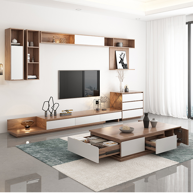 Modern Simple TV Cabinet Tea Table Combination Nordic Ground Cabinet Living Room TV Cabinet/TV Stand