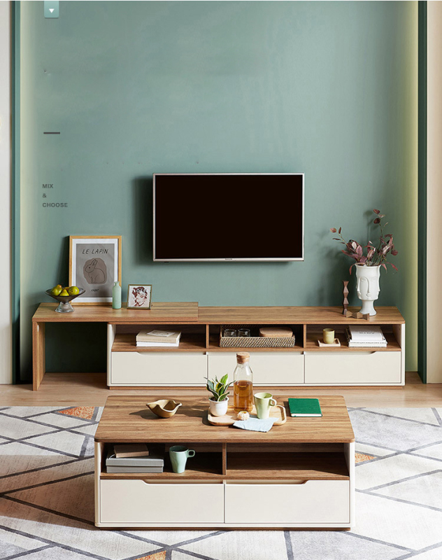 Nordic Style TV Cabinet Tea Table Combination Set Modern Small Family Simple Cabinet Furniture TV Cabinet/TV Stand
