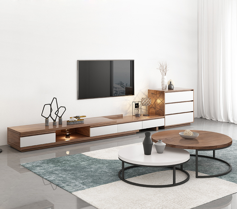 Modern Simple TV Cabinet Tea Table Combination Nordic Ground Cabinet Living Room TV Cabinet/TV Stand