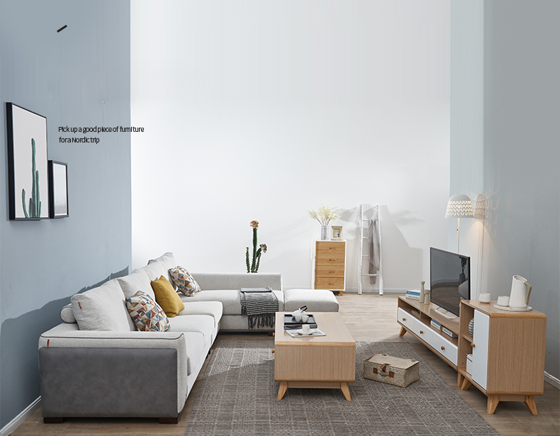 Nordic TV Cabinet Simple Minimalist TV Cabinet Tea Table Combination Living Room High Cabinet TV Cabinet/TV Stand