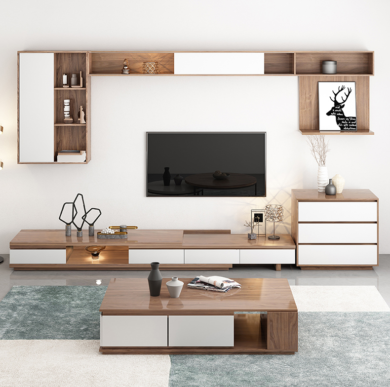 Modern Simple TV Cabinet Tea Table Combination Nordic Ground Cabinet Living Room TV Cabinet/TV Stand