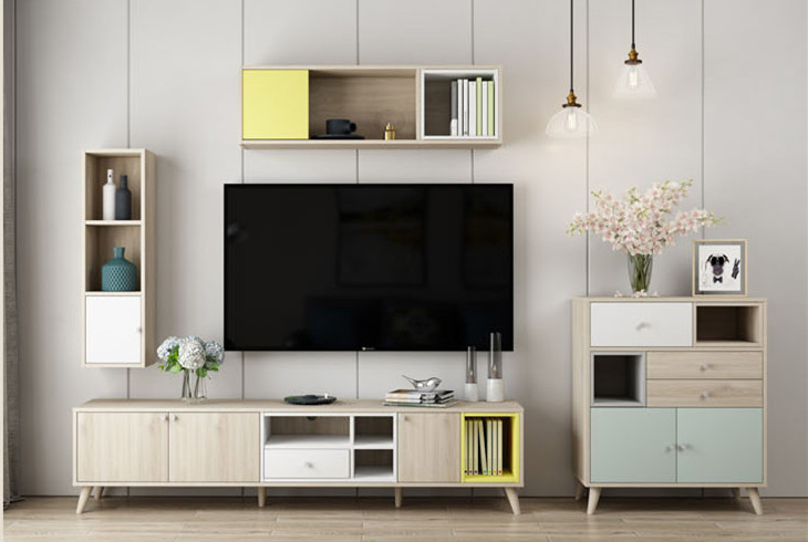 Nordic Tea table TV cabinet wall cabinet modern simple living room furniture set small TV cabinet/TV stand