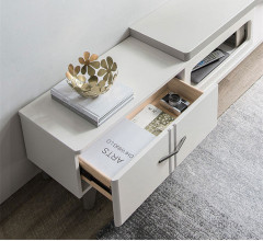 Simple Modern TV Cabinet Tea Table Combination Retractable Living Room Glass White TV Cabinet/TV Stand
