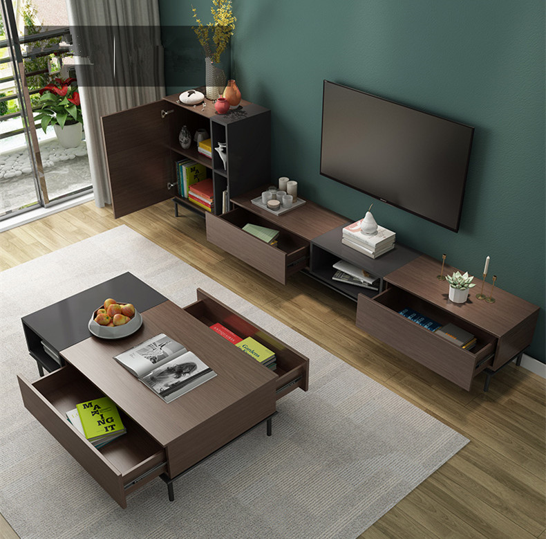 Light luxury TV Cabinet Tea table combination, modern simple multi-function TV cabinet, Nordic Living Room Set TV stand