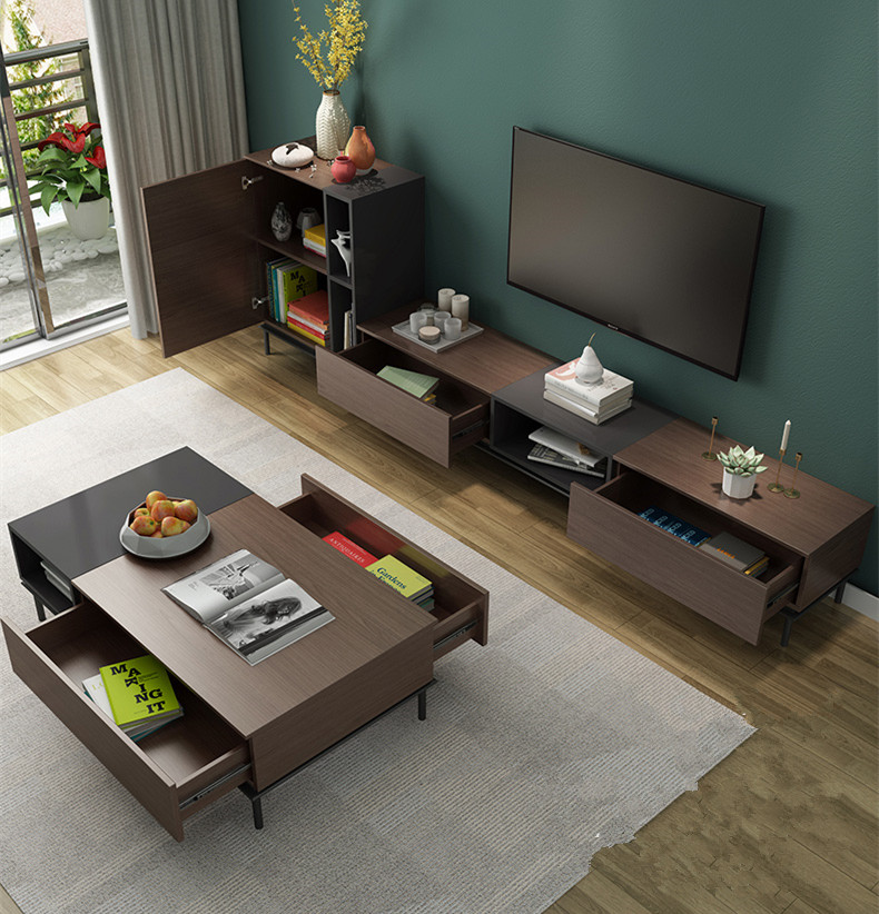 Light luxury TV Cabinet Tea table combination, modern simple multi-function TV cabinet, Nordic Living Room Set TV stand