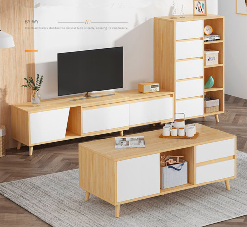 TV Cabinet Tea Table Set Living Room Modern Simple Living Room Storage Cabinet Retractable TV Stand