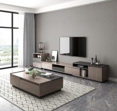 Nordic Style Retractable TV Cabinet Tea Table Combination Simple Modern Living Room Locker Multi-Function TV Cabinet/TV Stand