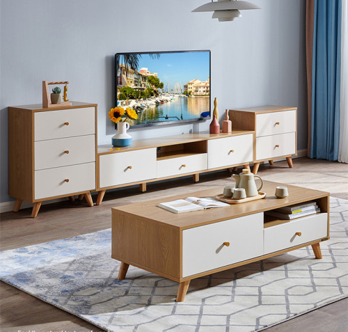 Nordic TV Cabinet Modern Simple Wood Grain Living Room Furniture Tea Table TV Cabinet Combination TV Cabinet/TV Stand