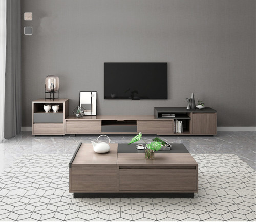Nordic Style Retractable TV Cabinet Tea Table Combination Simple Modern Living Room Locker Multi-Function TV Cabinet/TV Stand