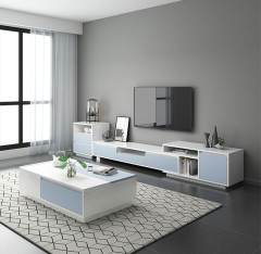 Nordic Style Retractable TV Cabinet Tea Table Combination Simple Modern Living Room Locker Multi-Function TV Cabinet/TV Stand