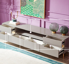 Tea Table TV Cabinet Combination Modern Light Luxury Living Room Furniture Toughened Glass Tea Table TV Cabinet/TV Stand