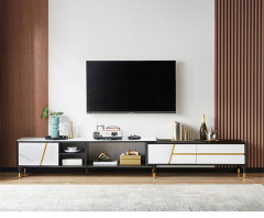 Light Luxury Simple Coffee Table TV Cabinet Modern Living Room, Marbled Toughened Glasstv Cabinet/TV Stand