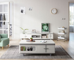 Simple Modern TV Cabinet Tea Table Combination Retractable Living Room Glass White TV Cabinet/TV Stand
