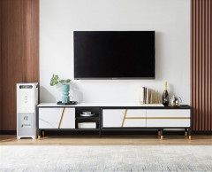 Light Luxury Simple Coffee Table TV Cabinet Modern Living Room, Marbled Toughened Glasstv Cabinet/TV Stand