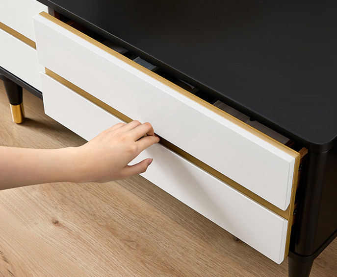 Light Luxury Simple Coffee Table TV Cabinet Modern Living Room, Marbled Toughened Glasstv Cabinet/TV Stand