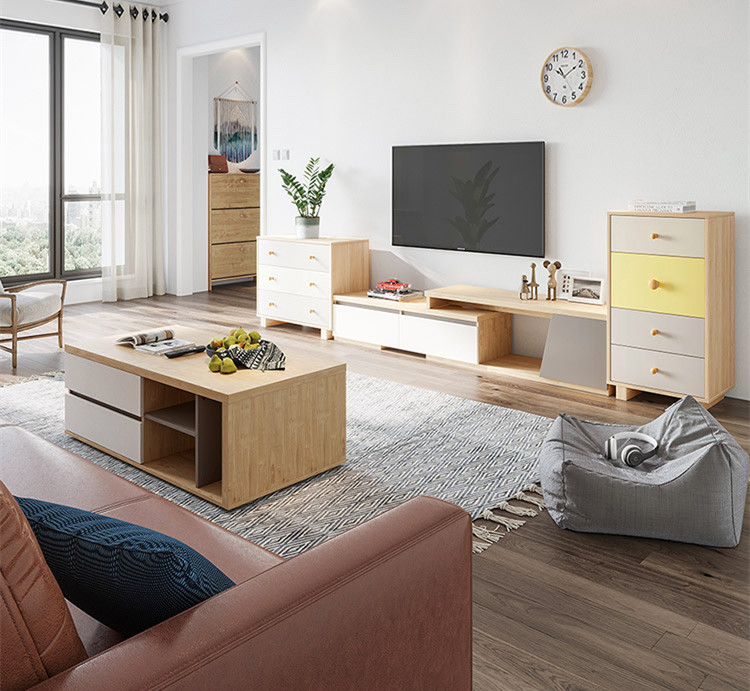 Modern Simple Family TV Cabinet Tea Table Combination Storage Small Household Cabinet Set TV Cabinet/TV Stand