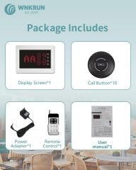 Wireless Calling System Restaurant Pager System Caregiver Pager for Patient Nurse Alert with 1 Number Display and 10 Waterproof Call Buttons for Elderly Clinic Nursing Center Hospital