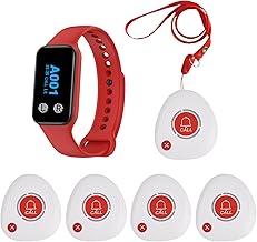 Wireless Caregiver Pager Calling System Call Button Nurse Alert System with 1 Watch Pager and 5 2-Key Call Buttons (200VT-WRM2-5)