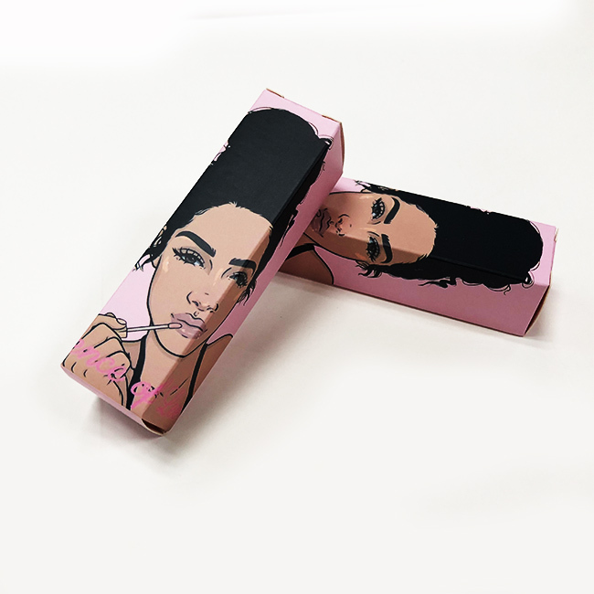 Venta caliente personalizado brillante lipgloss tubo plegable cosméticos embalaje caja de papel