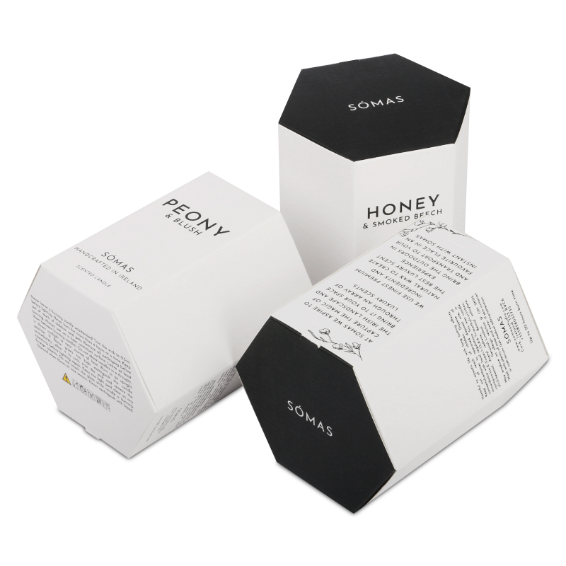 Vente en gros de luxe mode blanc couleur bougie hexagone boîte de papier pour les cosmétiques