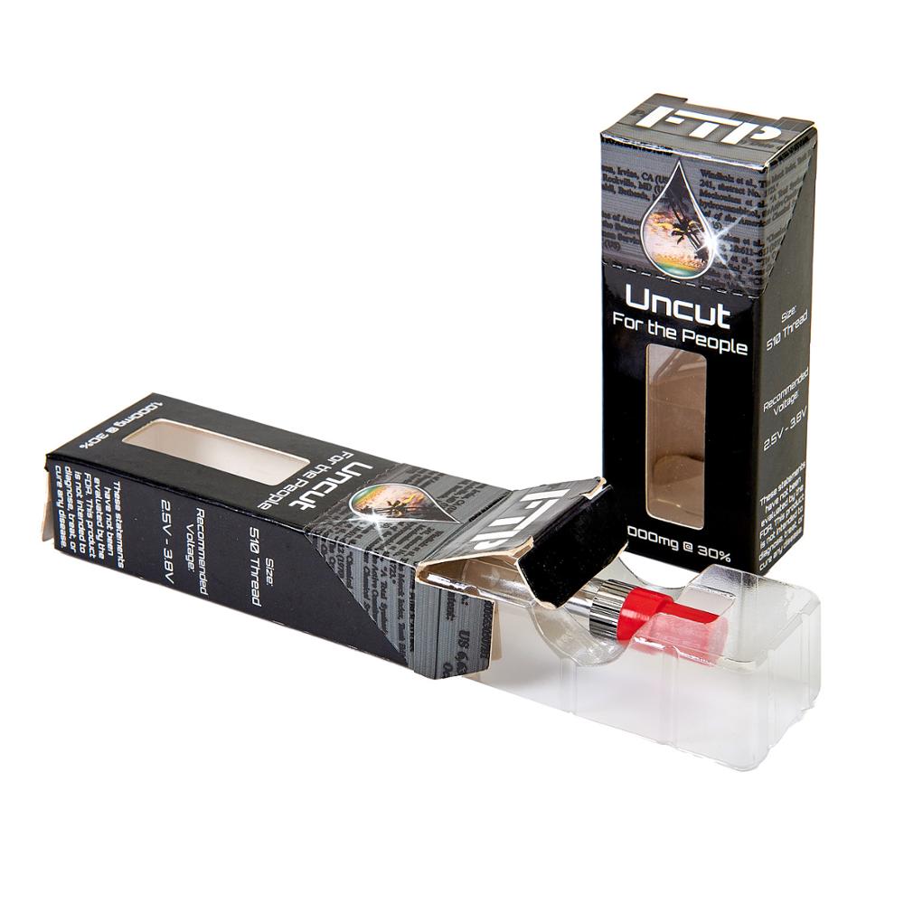 Embalaje de caja de papel de aceite de humo o cigarrillos electrónicos de lujo personalizado con ventanas de plástico