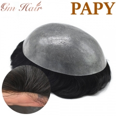 GM Hairpiece 0.12mm Full Durable Skin Ploy Mens Toupee Transplent Natural Hairline Hair Systems For Men Easy Wear Mens Hairpieces