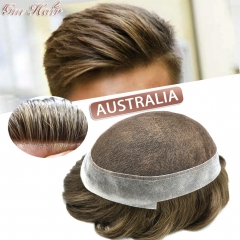 GM Hairpiece AUSTRALIA Super Thin French Lace Human Hair systems for men Easy Tape Attached Poly Skin Around Mens Hairpieces