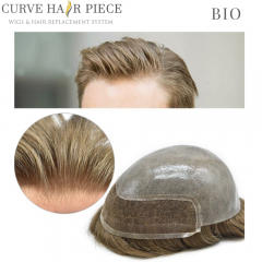 BIO: Custom Hair Units Swiss Lace Mens Toupee Natural Hairline Hair Replacement System Bleach Knots Hairpiece Thin Skin Human Wigs for Men