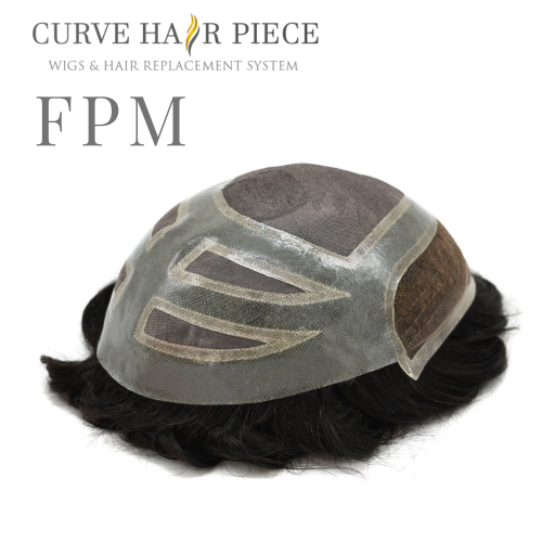 Curve Hairpiece French Lace Front Mens Hair System Fine Mono Hairpiece Poly Skin 100% Human Hair Natural Hairline Hair System