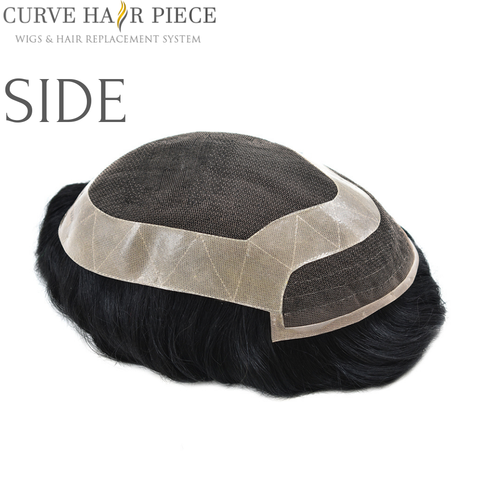 Curve Hairpiece French lace Mens Human Hairpiece Human hair Replacement