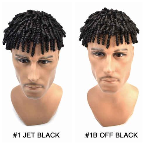 Afro Toupee Twist Kinky Curly Toupee for Black Men Short African American Mens Hair Replacement System Afro Crochet Braids Wigs 8X10&quot; 6MM Hair Units f