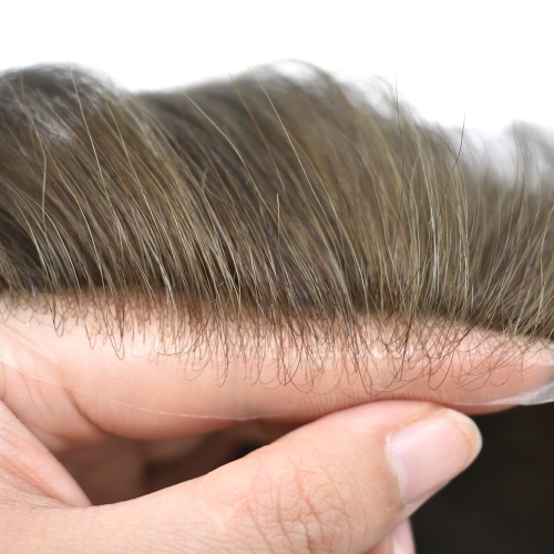 Thin Skin 0.06MM Mens Toupee Invisible Men Hair Replacement 100% Human Hair Poly Hairpiece Natural Hairline Human Hair System