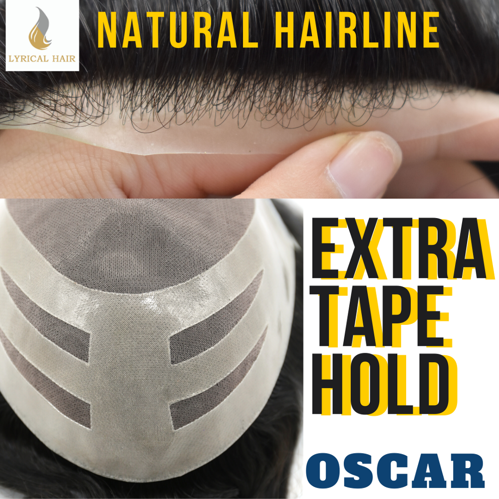Just Hair Piece Fine Mono Men Toupee Hairpiece Poly Coating Human Hair Replacement System Oscar