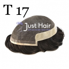 Just Hair Piece T-17 Super Fine Welded Mono Men's Toupee Hair Replacement Natural Hairpieces PU System