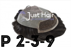 Just Hair Piece P 2-3-9 Lace Front Men Toupee Hairpiece Gray Hair System replacement Poly Skin Wigs US