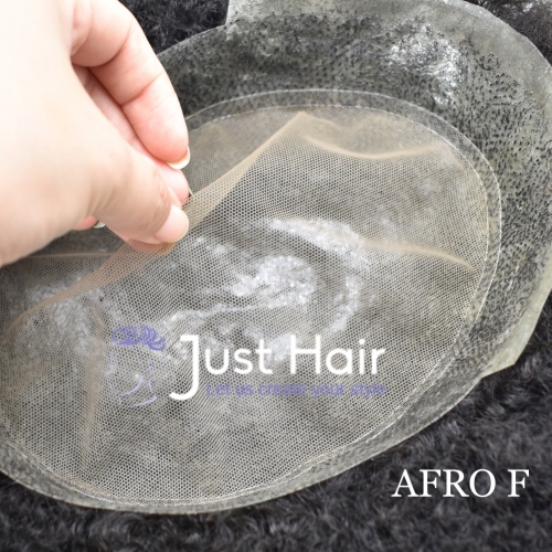 Men's Toupee Injected PU Afro F - Injected Pu Skin With Breathable Holes Covered a Layer Lace on Top