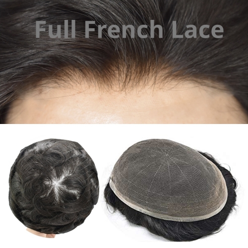 Men's Toupee Non Surgical Full Lace Mens Hair Systems 10x8 & 7x9, Natural Hairline Breathable Lace Front Toupee For Men, 32mm Slight W
