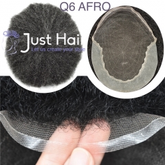 Just Hair Piece Breathable French Lace Mens Hair Toupee System Q6 Afro , New Best Stock Professional Lace Frontal Short Hair Replacement System for Me