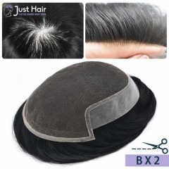 French Lace Natural Men's Toupee Breathable Hairpiece Hair Replacement System BX2