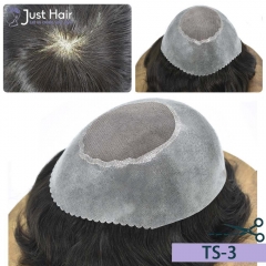 Just Hair Piece Men Toupee Hair Replacement System Fine Mono Clear Poly Around Light Medium Wig TS-3