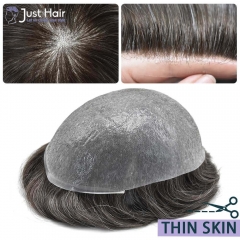 Men's Toupee 0.06mm  Ultra Thin Skin Transparent Poly Hair system for men