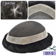 Just Hair Piece French lace Men Toupee Men Grey Hairpieces Human hair Replacement for Men D7-5
